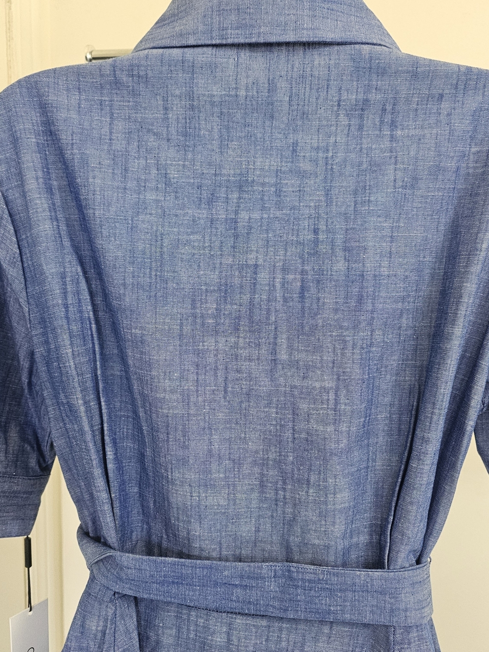 NWT - Summer Calvin Klein Blue Shirt-Waist Tie Midi Dress, Size US 8 - Picture 5 of 11